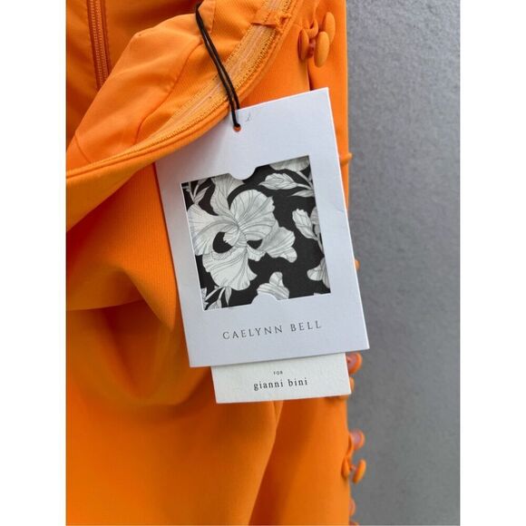 Gianni Bini x Caelynn Bell Womens Orange Crepe Cut Out Midi Dress Size 0 NWT - Picture 5 of 13